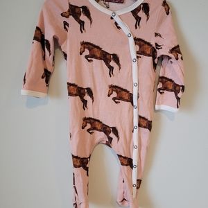 Horse Pink Footie Milkbarn 6-9 mo